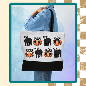 Show Livestock Fall Pumpkin Checkered Bow Coquette Tote