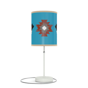 Turquoise Tribal Pig Lamp on a Stand