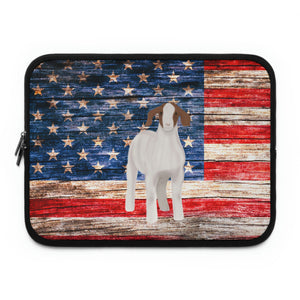 American Flag Goat Laptop Sleeve