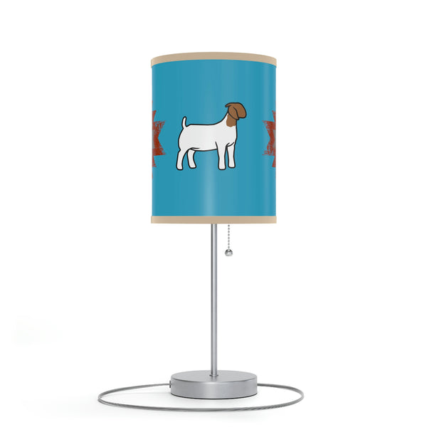 Turquoise Tribal Goat Lamp on a Stand