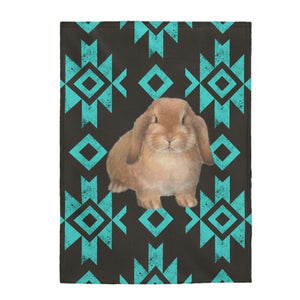 Teal Tribal Holland Lop Rabbit Blanket