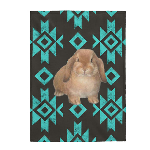 Teal Tribal Holland Lop Rabbit Blanket
