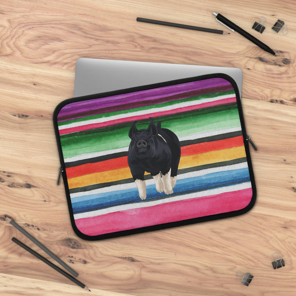 Watercolor Serape Pig Laptop Sleeve