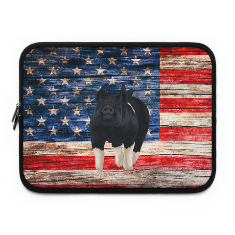 American Flag Pig Laptop Sleeve