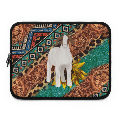 Western Bonanza Tooled Leather Goat Laptop Sleeve