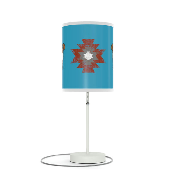 Turquoise Tribal Goat Lamp on a Stand