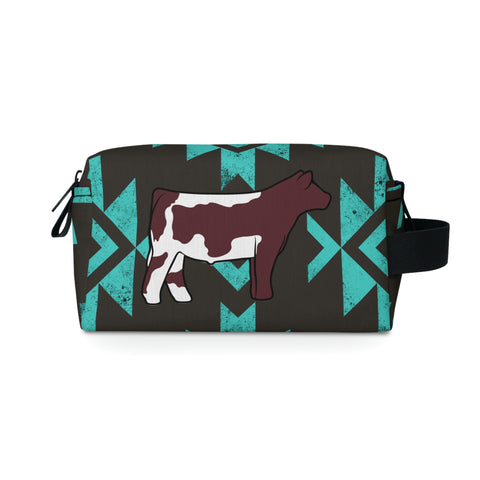 Teal Tribal Shorthorn Steer Toiletry Bag