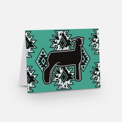 Teal Tribal Lamb Notecard(s) with Sticker(s)