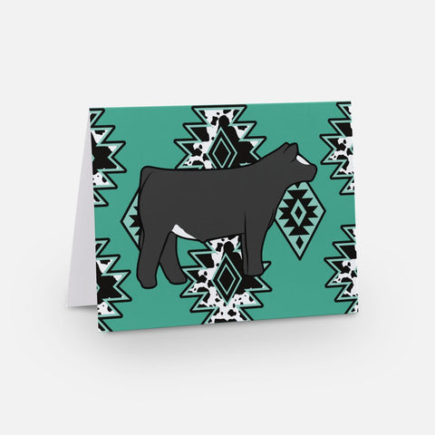 Teal Tribal Steer Notecard(s) with Sticker(s)