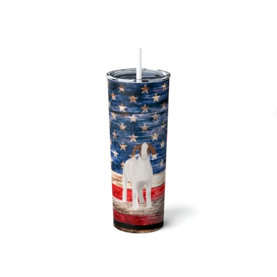 Rustic Flag Goat Skinny Steel Tumbler with Straw, 20oz